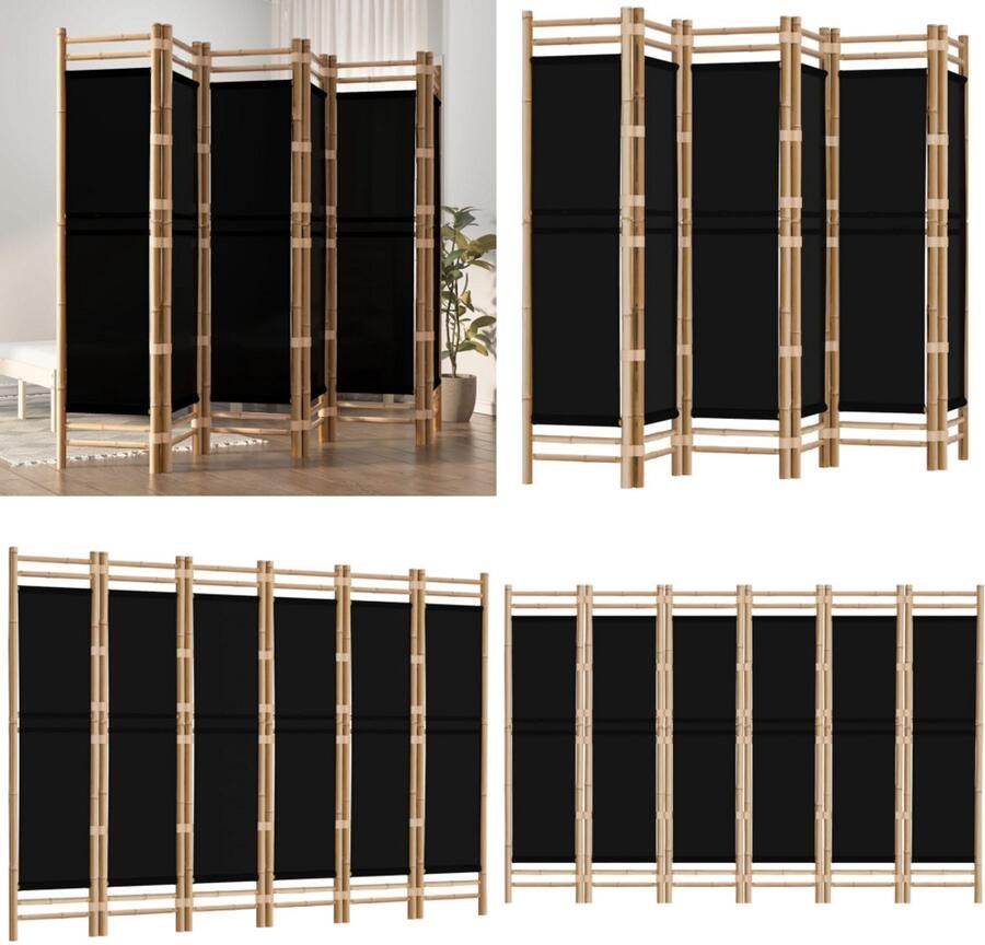 VidaXL Kamerscherm 6-panelen inklapbaar 240 cm bamboe en canvas Kamerscherm Kamerschermen Scheidingswand Ruimteverdeler