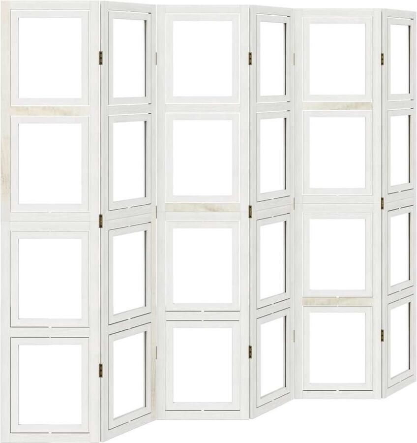 VidaXL Kamerscherm 6 panelen Massief hout Wit Kamerscherm Hout Paulowniahout Scheidingswand Wanddecoratie Privacy Screen - Foto 2