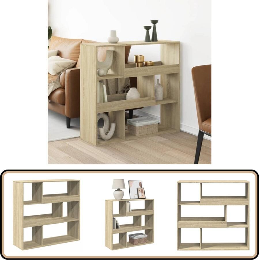 VidaXL Kamerscherm 6 Schappen Sonoma Eiken 100x33x94 5 cm Kamerscherm Kamerschermen Scheidingswand Kamerverdeler