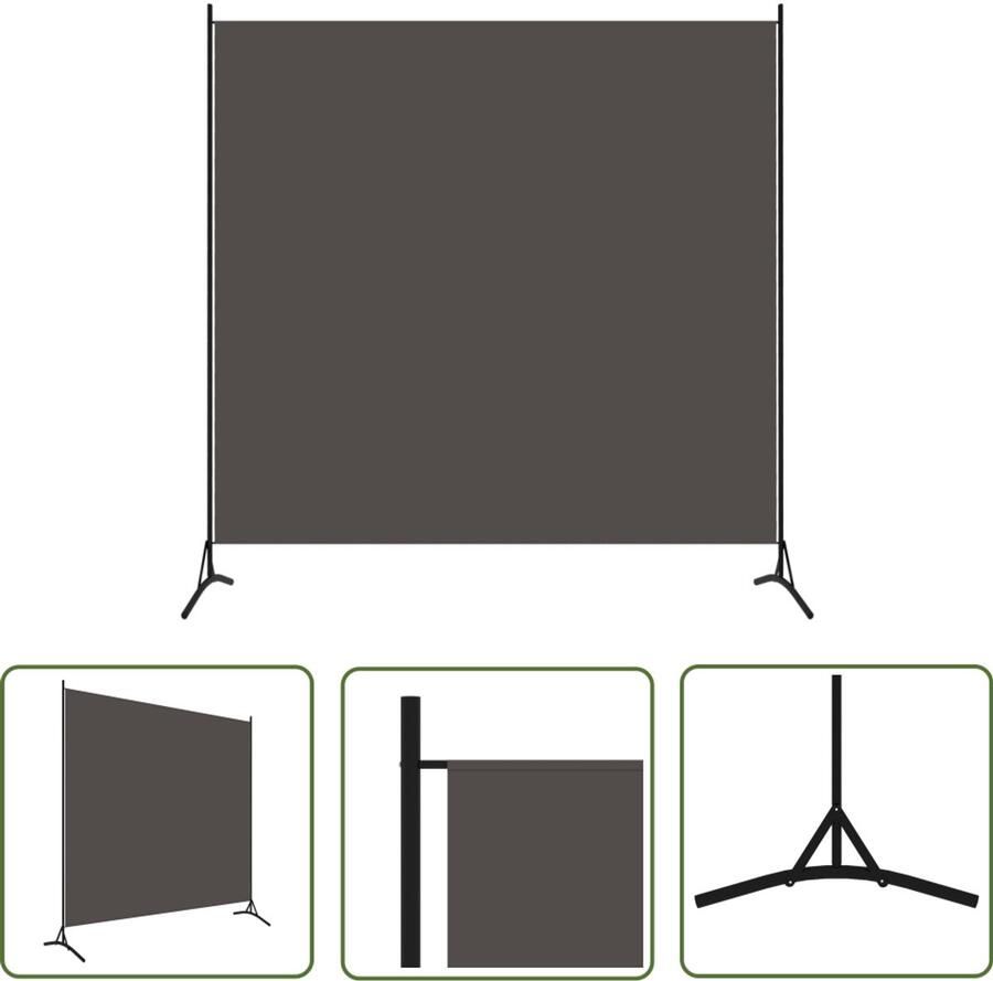 VidaXL Kamerscherm Antraciet 1 Paneel 175x180 cm Kamerscherm Scheidingswand Privacy Screen Wandafscheider Interieurdecoratie Woonaccessoires