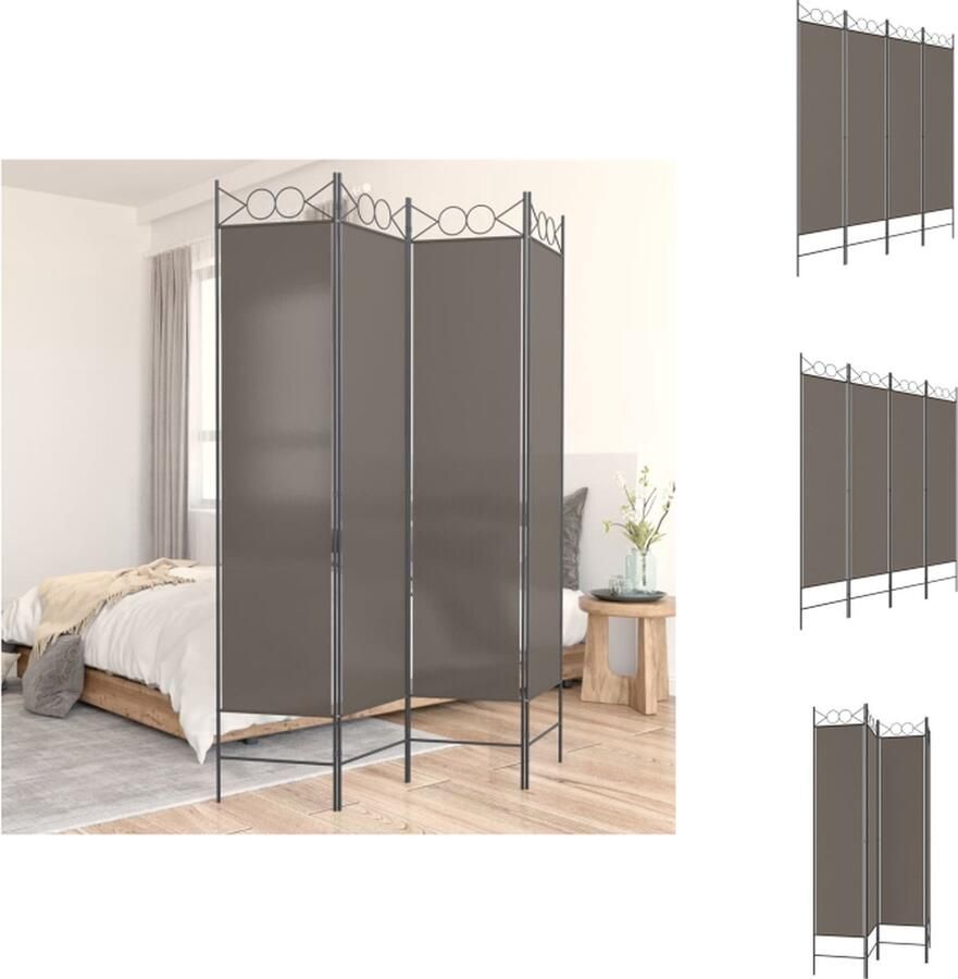 VidaXL -Kamerscherm-met-4-panelen-160x200-cm-stof-antracietkleurig - Foto 3