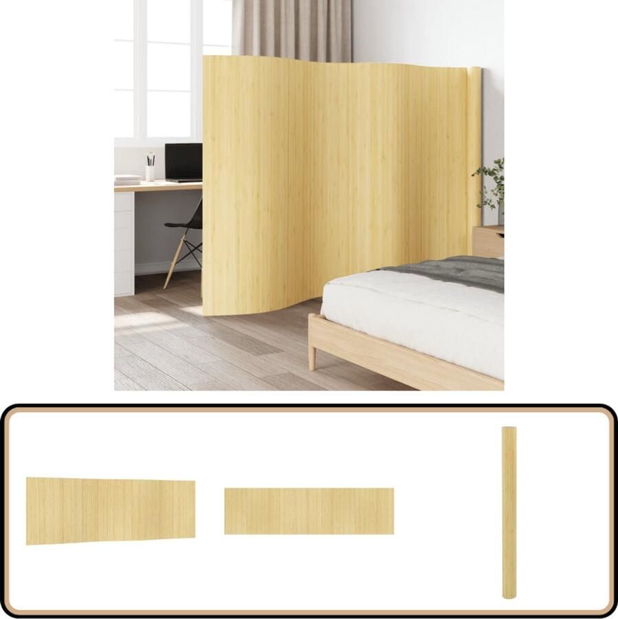 VidaXL Kamerscherm Bamboe 165x600 cm Licht Natuurlijk Kamerscherm Bamboe Scherm Wandafscheiding Roomdivider Decoratie Interieurdecoratie Livingroom Slaapkamer Kantoor