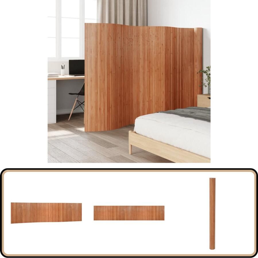 VidaXL Kamerscherm Bamboe 165x800 cm Bruin Kamerscherm Bamboe Wandafscheiding Decoratie Woonaccessoires