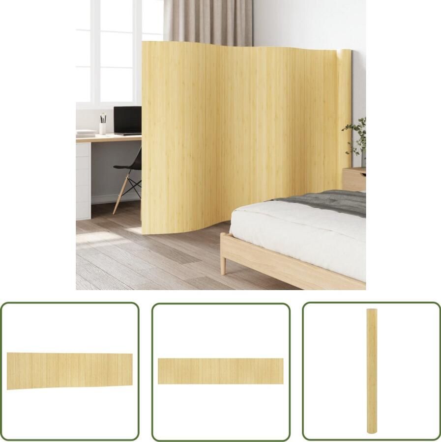 VidaXL Kamerscherm Bamboe 165x800 cm Licht Naturel Bamboescherm Kamerscherm Privacy Scherm Scheidingswand Interieurdecoratie Woonaccessoires Kamerinrichting