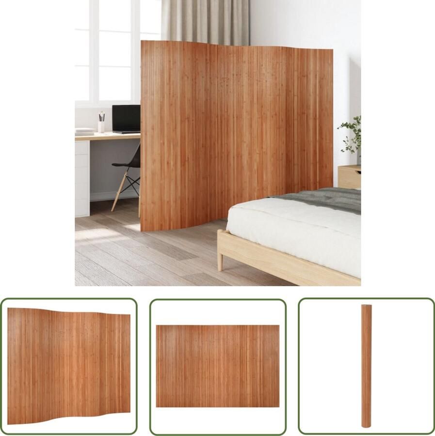 The Living Store Kamerscherm 165x250 cm bamboe bruin Bamboe Scheidingswand Kamerscherm Bamboe Houten Scheiding Wand Bamboe Partition Binnendecorelement