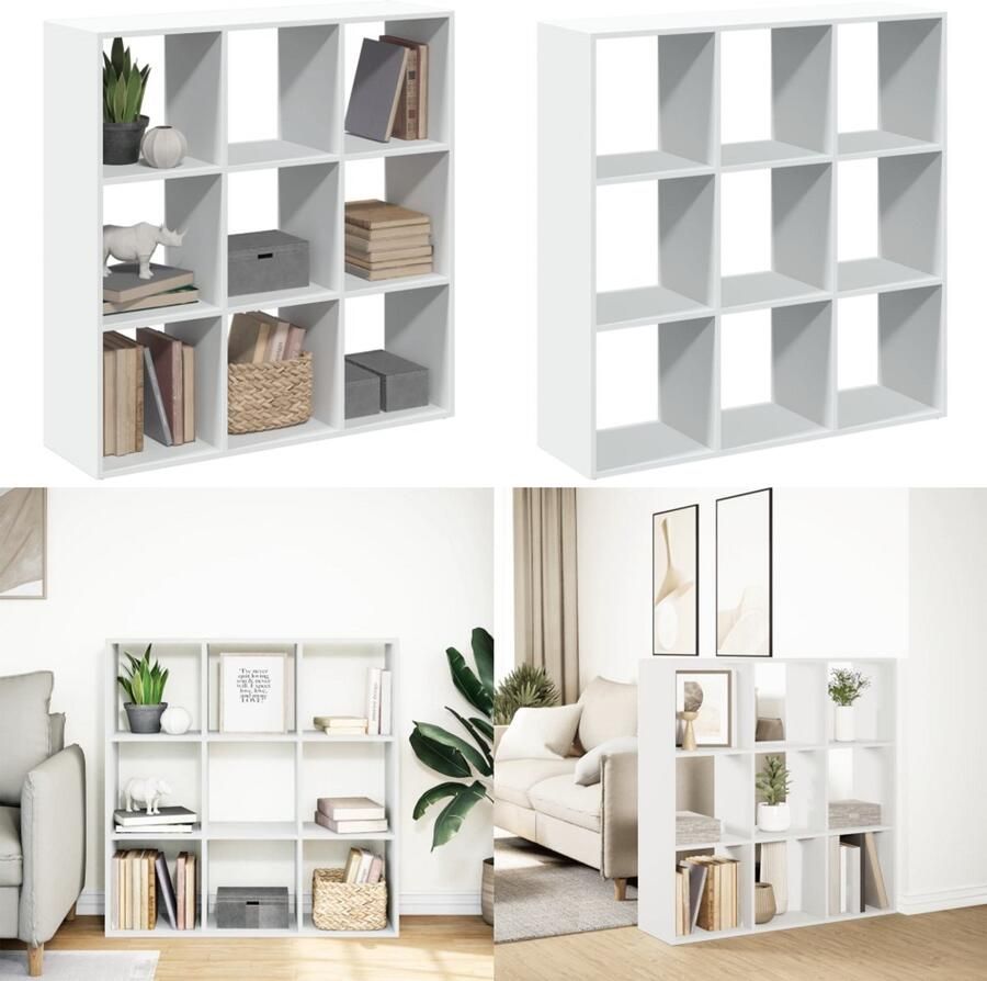 VidaXL Kamerscherm boekenkast 102x29x103 5 cm bewerkt hout wit Boekenkast Boekenkasten Boeken Plank Schappenkast