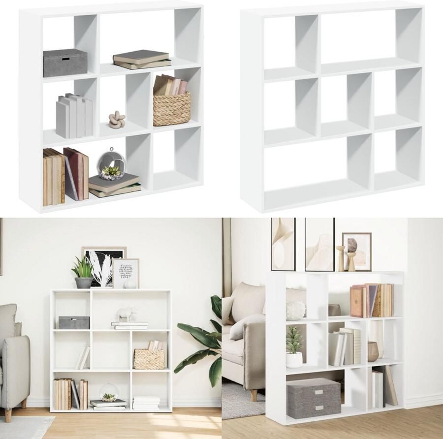 VidaXL Kamerscherm boekenkast 102x29x103 5 cm bewerkt hout wit Boekenkast Boekenkasten Boeken Plank Schappenkast