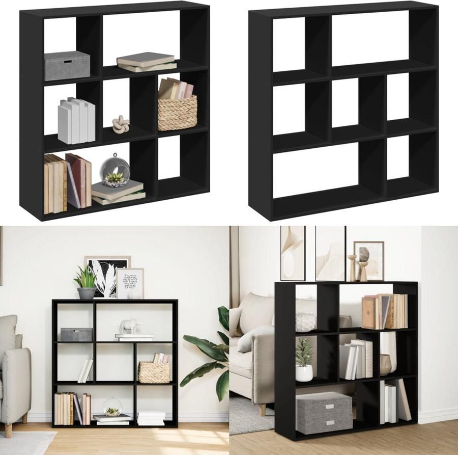 VidaXL Kamerscherm boekenkast 102x29x103 5 cm bewerkt hout zwart Boekenkast Boekenkasten Boeken Plank Schappenkast