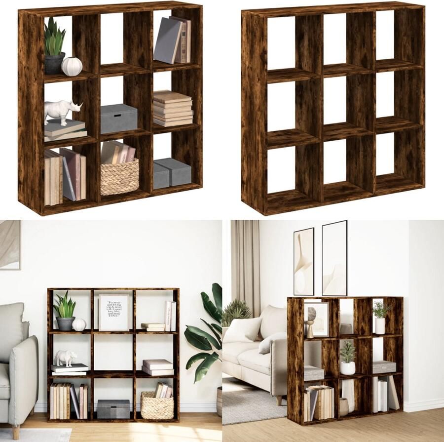 VidaXL Kamerscherm boekenkast 102x29x103 5 cm hout gerookt eiken Boekenkast Boekenkasten Boeken Plank Schappenkast