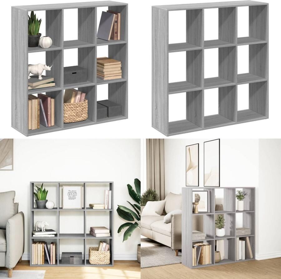 VidaXL Kamerscherm boekenkast 102x29x103 5 cm hout grijs sonoma Boekenkast Boekenkasten Boeken Plank Schappenkast - Foto 2