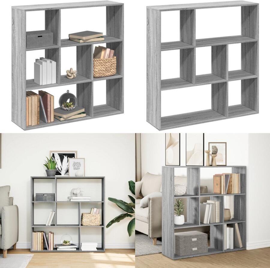 VidaXL Kamerscherm boekenkast 102x29x103 5 cm hout grijs sonoma Boekenkast Boekenkasten Boeken Plank Schappenkast