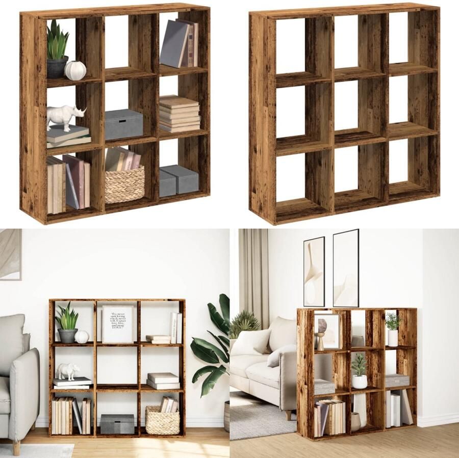 VidaXL Kamerscherm boekenkast 102x29x103 5 cm hout oud houtkleurig Boekenkast Boekenkasten Boeken Plank Schappenkast