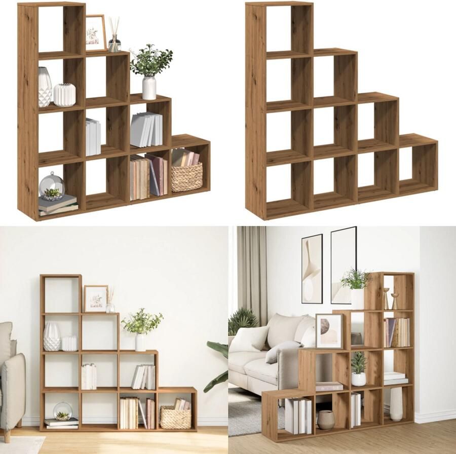 VidaXL Kamerscherm boekenkast 131 5x29x131 5 cm hout artisanaal eik Boekenkast Boekenkasten Boeken Plank Schappenkast