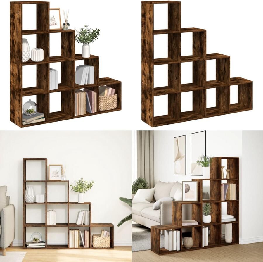 VidaXL Kamerscherm boekenkast 131 5x29x131 5 cm hout gerookt eiken Boekenkast Boekenkasten Boeken Plank Schappenkast