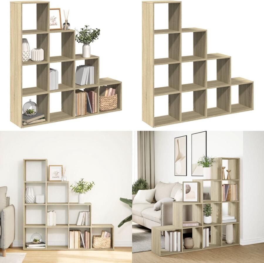 VidaXL Kamerscherm boekenkast 131 5x29x131 5 cm hout sonoma eiken Boekenkast Boekenkasten Boeken Plank Schappenkast