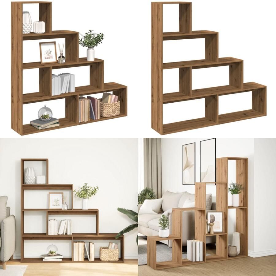 VidaXL Kamerscherm boekenkast 143 5x29x143 5 cm hout artisanaal eik Boekenkast Boekenkasten Boeken Plank Schappenkast