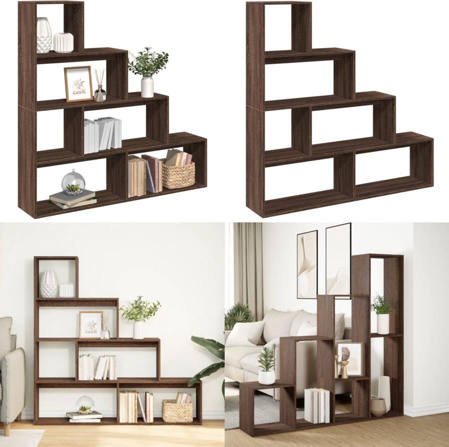 VidaXL Kamerscherm boekenkast 143 5x29x143 5 cm hout bruin eiken Boekenkast Boekenkasten Boeken Plank Schappenkast