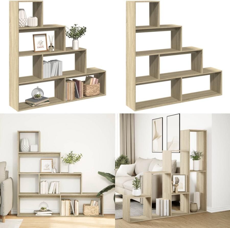 VidaXL Kamerscherm boekenkast 143 5x29x143 5 cm hout sonoma eiken Boekenkast Boekenkasten Boeken Plank Schappenkast