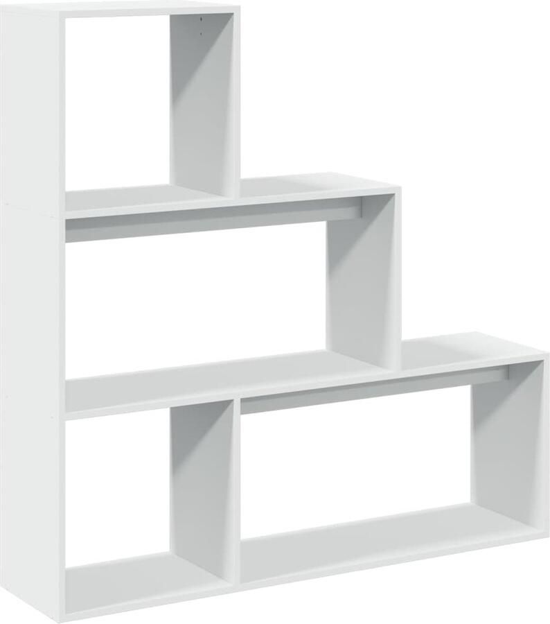 VidaXL Kamerscherm boekenkast 3-laags 123x29x123 cm bewerkt hout wit