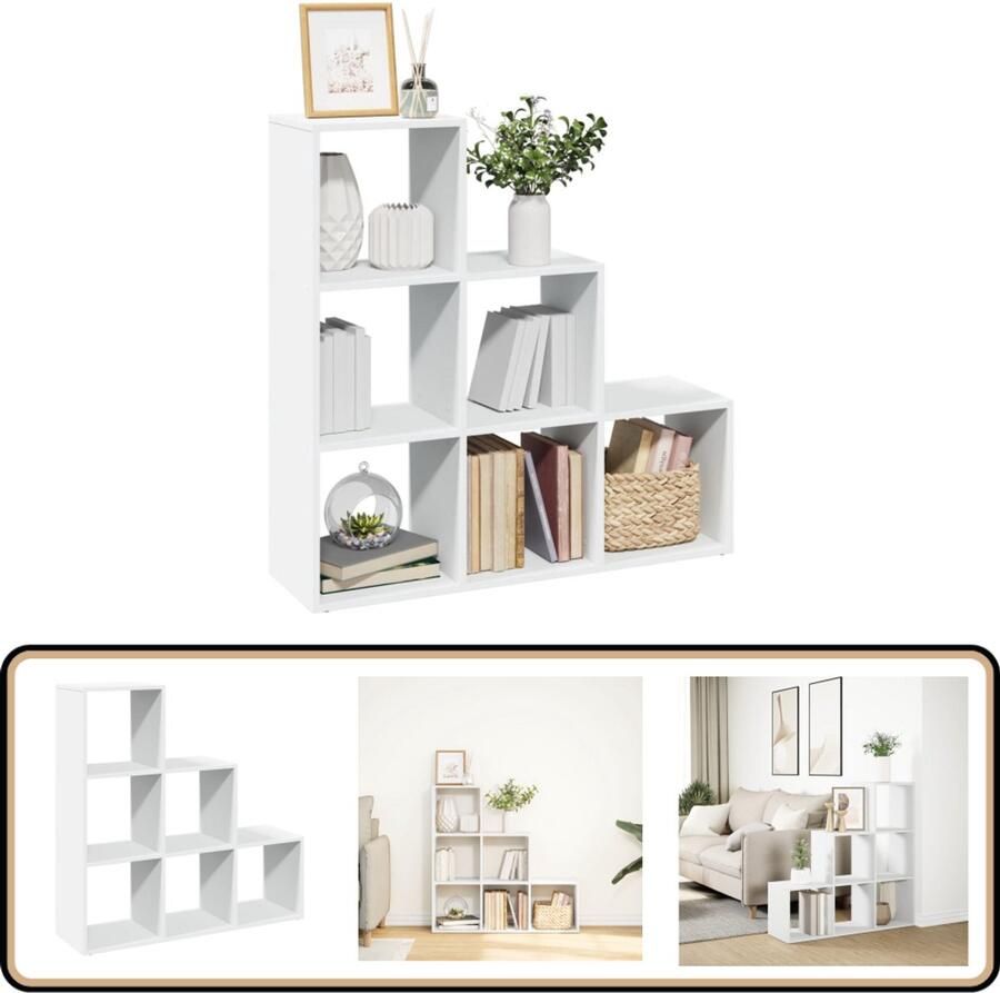 VidaXL Kamerscherm Boekenkast 3-laags Wit Bewerkt Hout Boekenkast Boekenkasten Boeken Plank Schappenkast