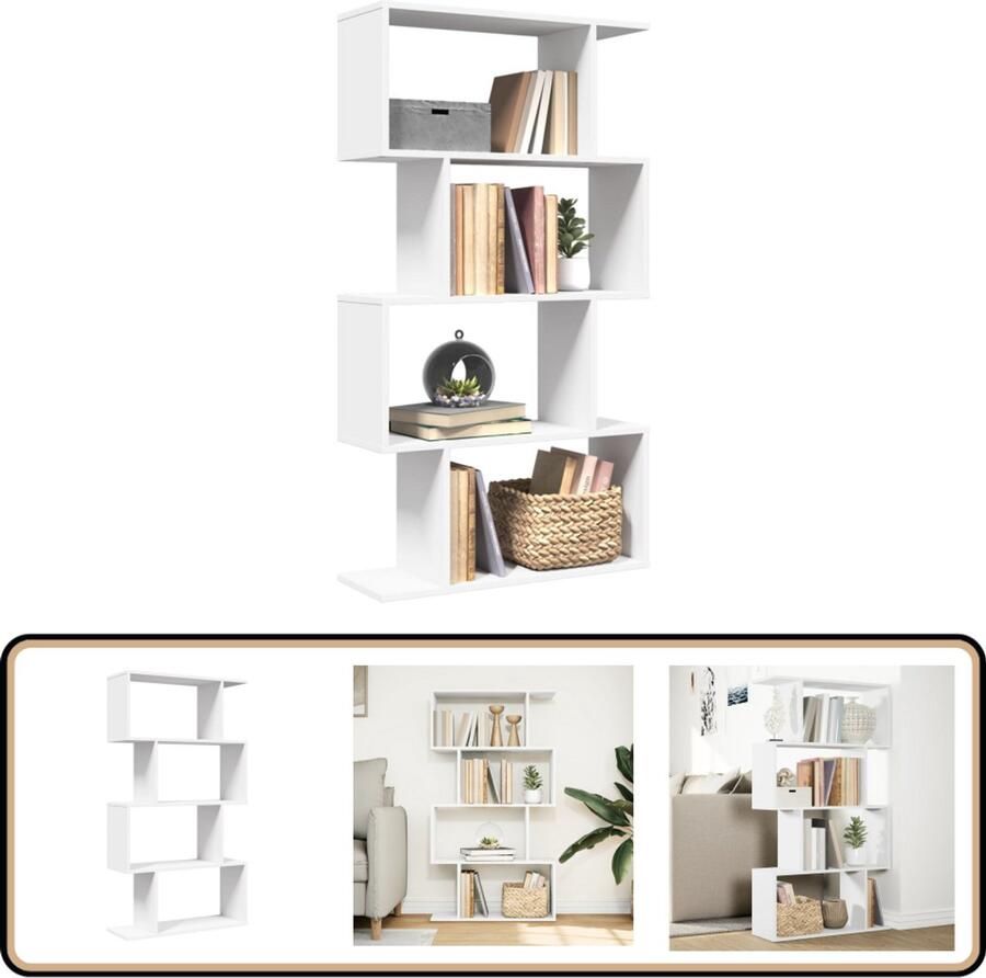VidaXL Kamerscherm Boekenkast 4-laags Wit 70x24x129 cm Boekenkast Boekenkasten Boeken Plank Schappenkast