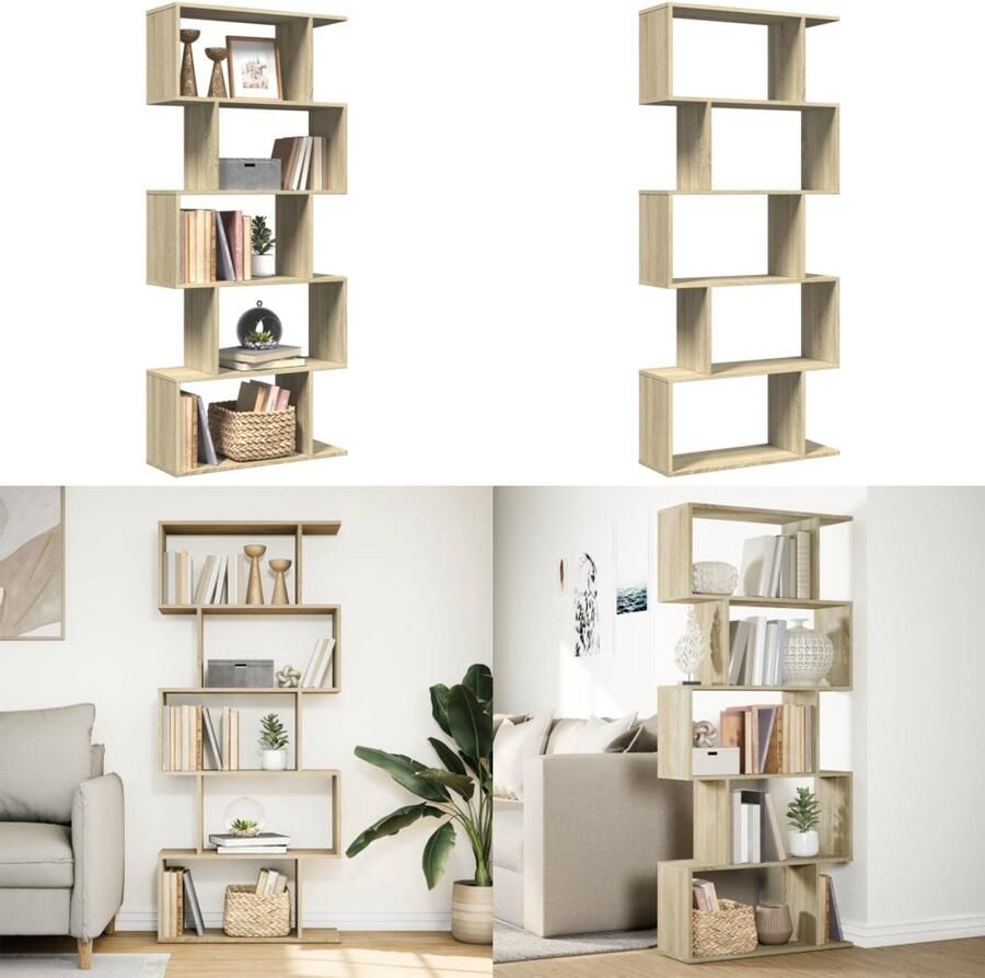 VidaXL Kamerscherm boekenkast 5-laags 70x24x161 cm hout sonoma eiken Boekenkast Boekenkasten Boeken Plank Schappenkast