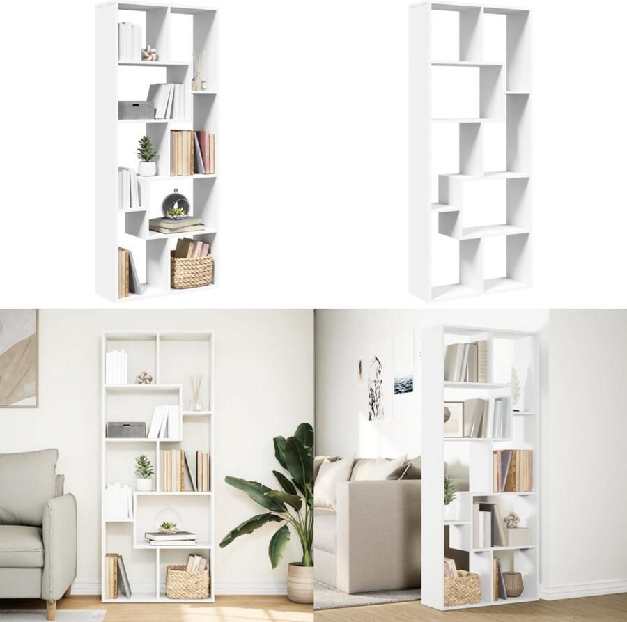VidaXL Kamerscherm boekenkast 67x25x161 5 cm bewerkt hout wit Boekenkast Boekenkasten Boeken Plank Schappenkast