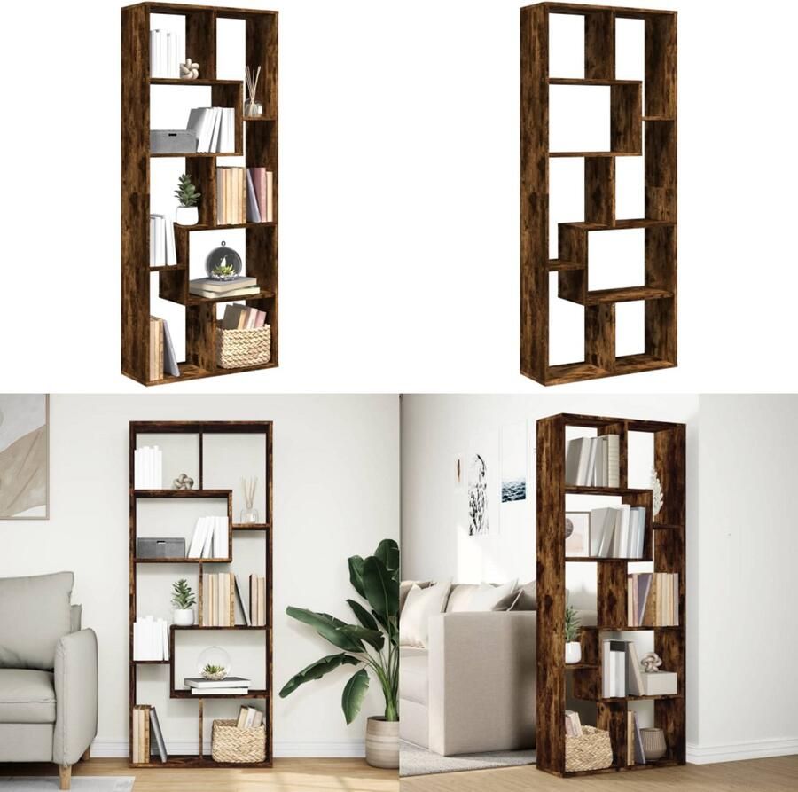 VidaXL Kamerscherm boekenkast 67x25x161 5 cm hout gerookt eiken Boekenkast Boekenkasten Boeken Plank Schappenkast