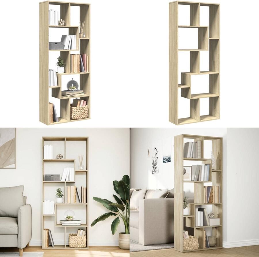 VidaXL Kamerscherm boekenkast 67x25x161 5 cm hout sonoma eikenkleur Boekenkast Boekenkasten Boeken Plank Schappenkast