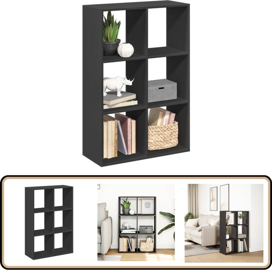 VidaXL Kamerscherm boekenkast 69 5x29x103 5 cm bewerkt hout zwart