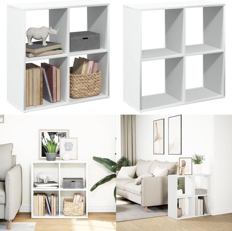 VidaXL Kamerscherm boekenkast 69 5x29x69 5 cm bewerkt hout wit Boekenkast Boekenkasten Boeken Plank Schappenkast