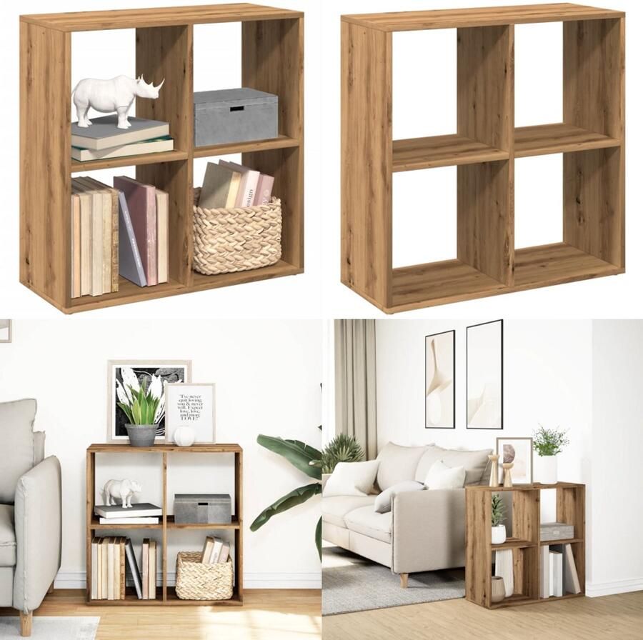 VidaXL Kamerscherm boekenkast 69 5x29x69 5 cm hout artisanaal eiken Boekenkast Boekenkasten Boeken Plank Schappenkast