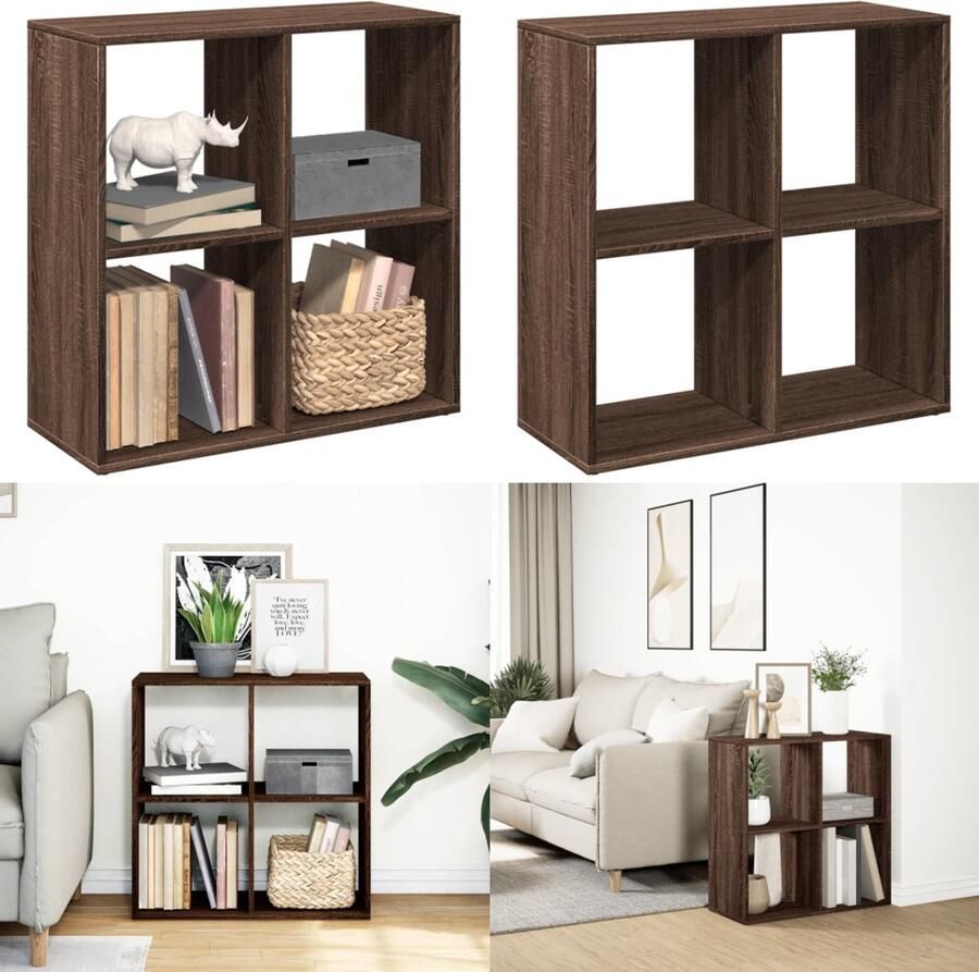 VidaXL Kamerscherm boekenkast 69 5x29x69 5 cm hout bruin eikenkleur Boekenkast Boekenkasten Boeken Plank Schappenkast