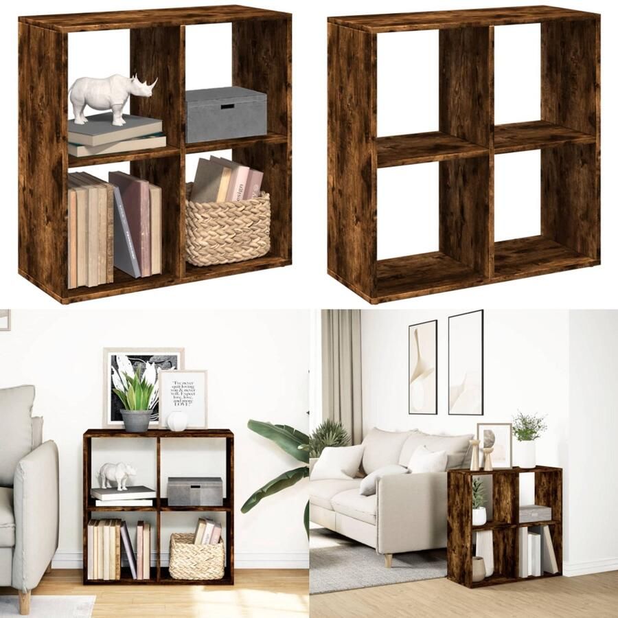 VidaXL Kamerscherm boekenkast 69 5x29x69 5 cm hout gerookt eiken Boekenkast Boekenkasten Boeken Plank Schappenkast