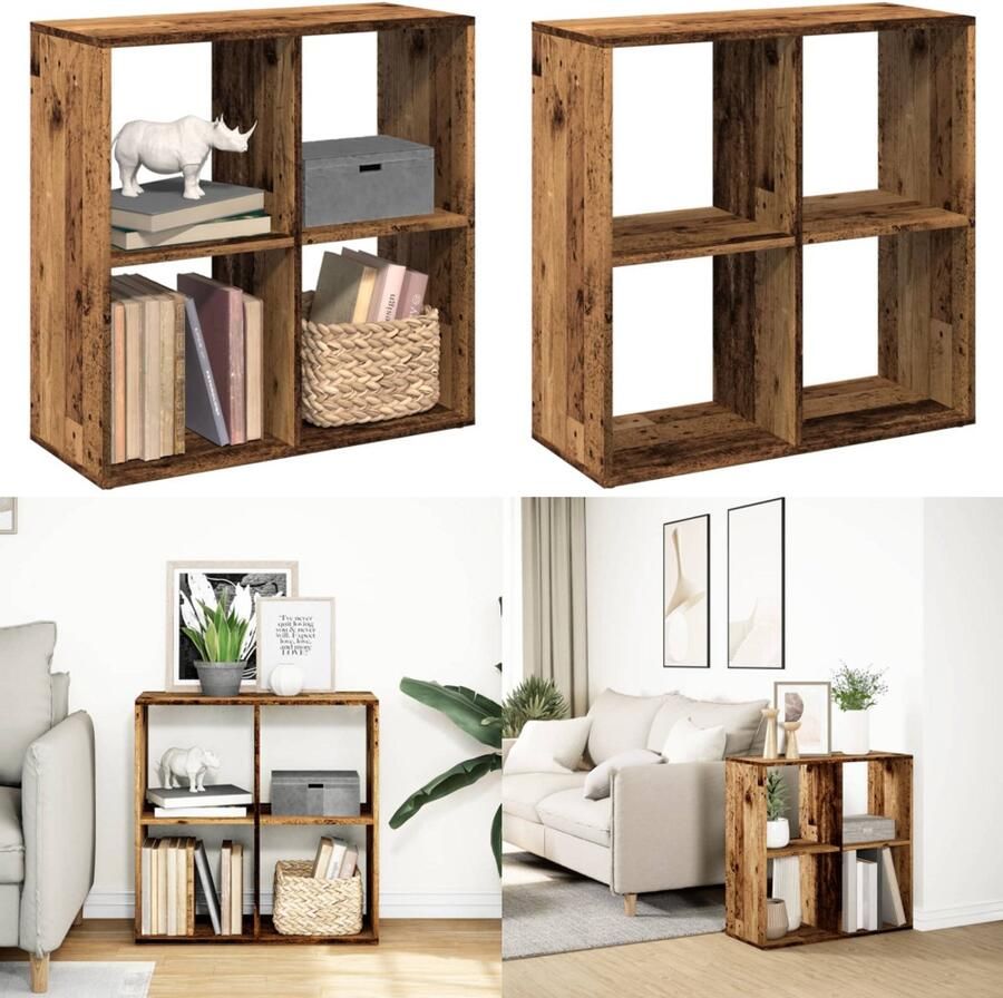 VidaXL Kamerscherm boekenkast 69 5x29x69 5 cm hout oud houtkleur Boekenkast Boekenkasten Boeken Plank Schappenkast