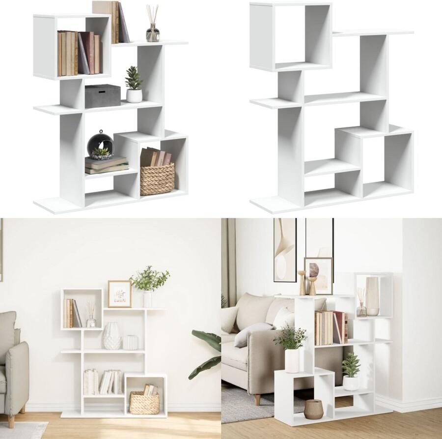 VidaXL Kamerscherm boekenkast 92x29x112 cm bewerkt hout wit Boekenkast Boekenkasten Boeken Plank Schappenkast