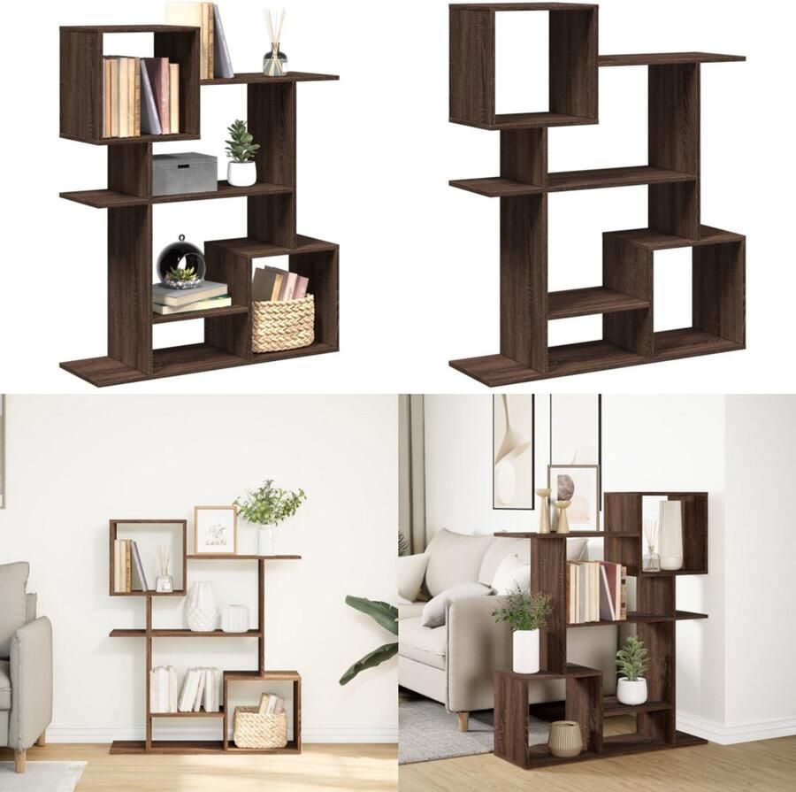 VidaXL Kamerscherm boekenkast 92x29x112 cm hout bruin eikenkleur Boekenkast Boekenkasten Boeken Plank Schappenkast