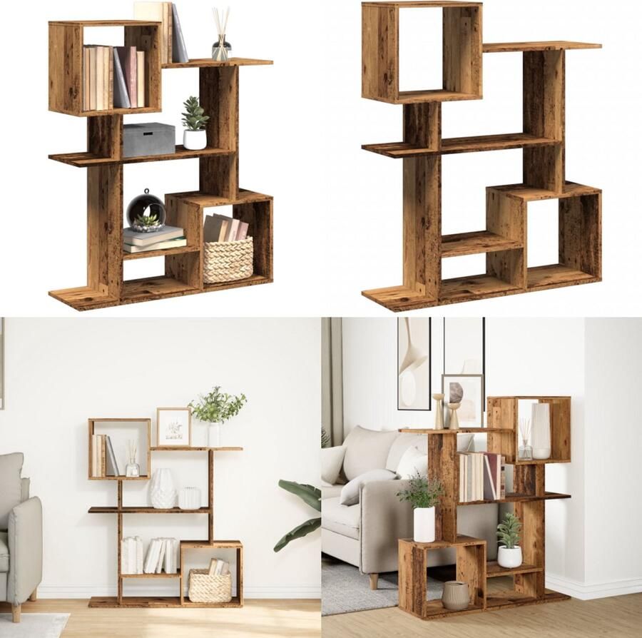VidaXL Kamerscherm boekenkast 92x29x112 cm hout oud houtkleurig Boekenkast Boekenkasten Boeken Plank Schappenkast