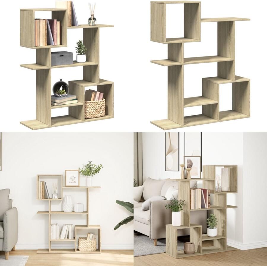 VidaXL Kamerscherm boekenkast 92x29x112 cm hout sonoma eikenkleur Boekenkast Boekenkasten Boeken Plank Schappenkast