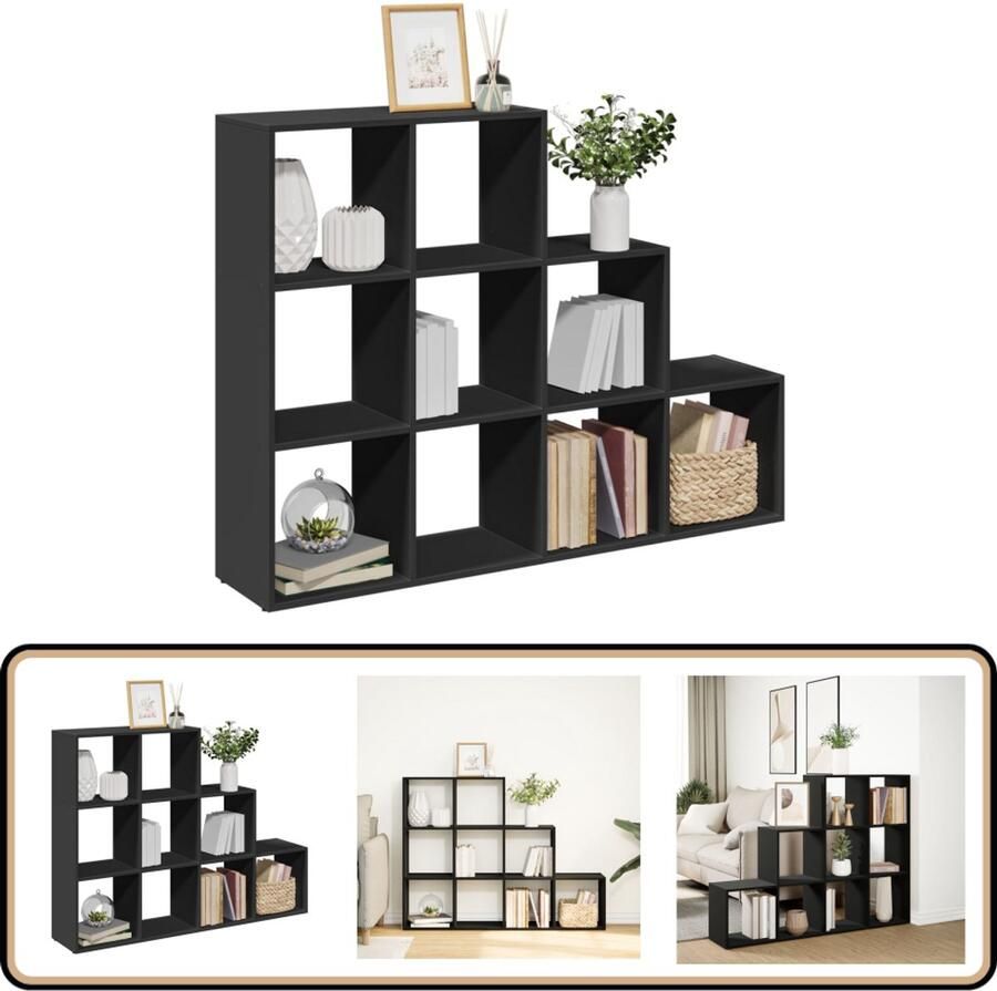 VidaXL Kamerscherm Boekenkast Hout Zwart Boekenkast Boekenkasten Boeken Plank Schappenkast