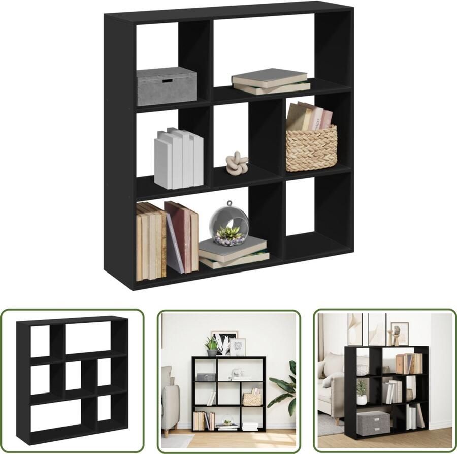 The Living Store Kamerscherm boekenkast 102x29x103 5 cm bewerkt hout zwart Boekenkast Kamerscherm Houten Boekenkast Zwarte Boekenkast Opbergkast