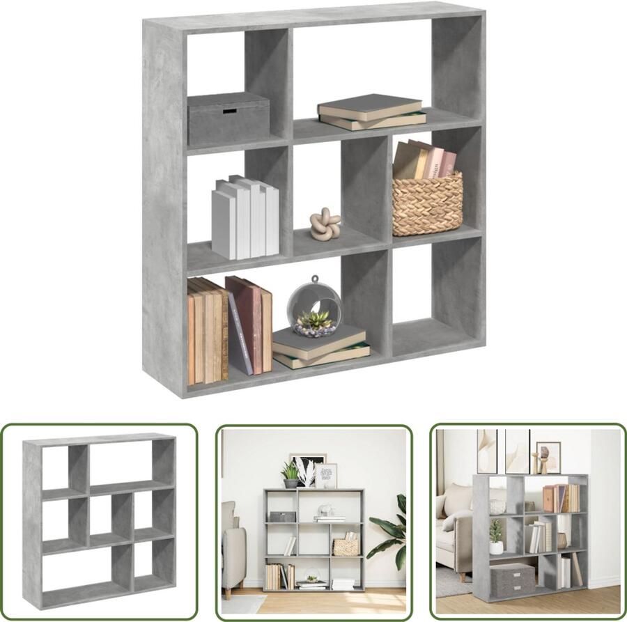 The Living Store Kamerscherm boekenkast 102x29x103 5 cm hout betongrijs Boekenkast Kamerscherm Houten Boekenkast Opbergkast Design Boekenkast - Foto 2