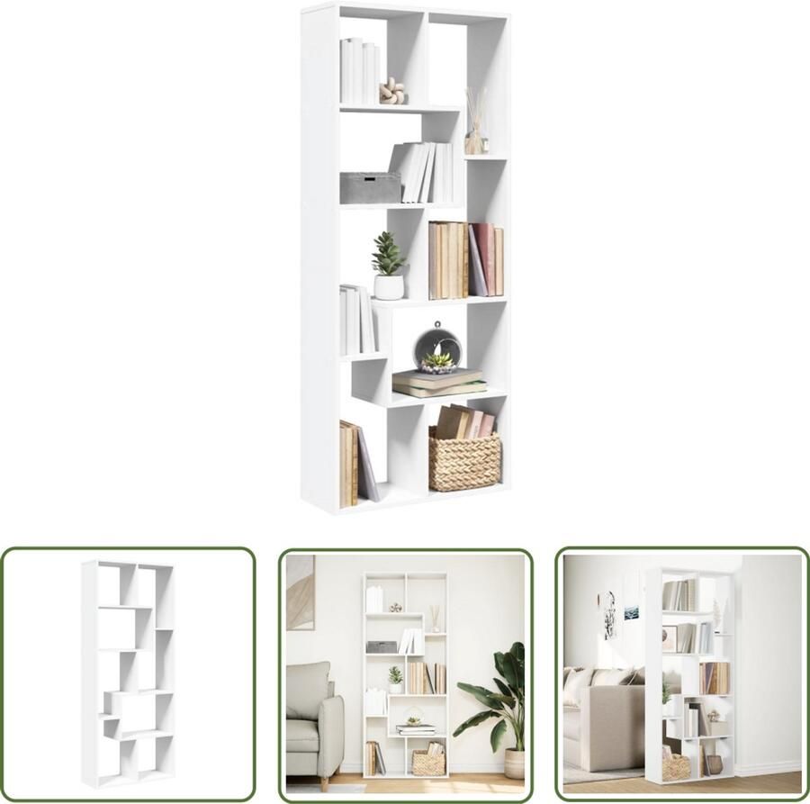 The Living Store Kamerscherm boekenkast 67x25x161 5 cm bewerkt hout wit Boekenkast Kamerscherm Houten Boekenkast Witte Boekenkast Opbergkast
