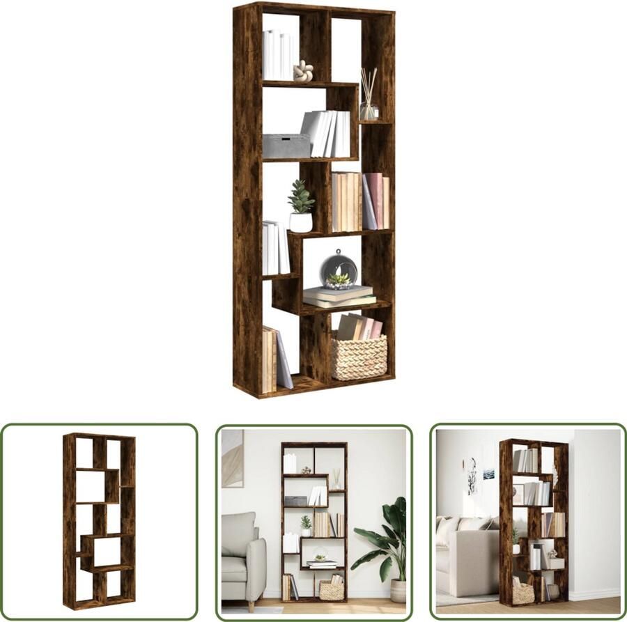 The Living Store Kamerscherm boekenkast 67x25x161 5 cm hout gerookt eiken Boekenkast Kamerscherm Houten Boekenkast Opbergkast Design Boekenkast