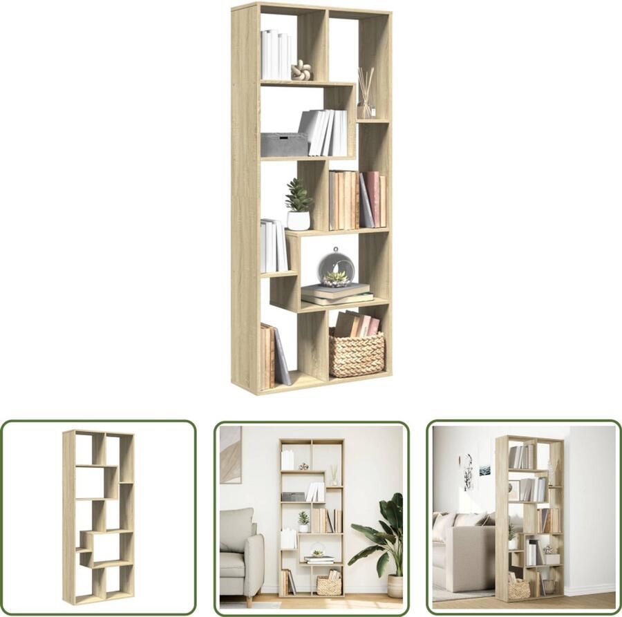 The Living Store Kamerscherm boekenkast 67x25x161 5 cm hout sonoma eikenkleur Boekenkast Kamerscherm Houten Boekenkast Opbergkast Design Boekenkast