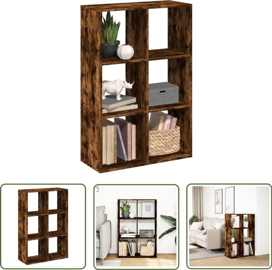 The Living Store Kamerscherm boekenkast 69 5x29x103 5 cm hout gerookt eiken Boekenkast Kamerscherm Houten Boekenkast Roestvrijstalen Boekenkast Design Boekenkast