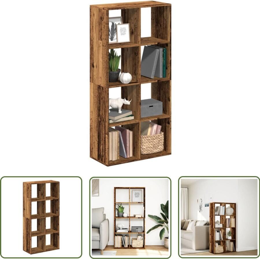 The Living Store Kamerscherm boekenkast 69 5x29x137 5 cm hout oud houtkleur Boekenkast Kamerscherm Houten Boekenkast Vintage Boekenkast Opbergkast