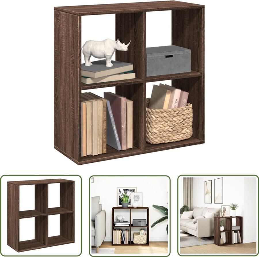 The Living Store Kamerscherm boekenkast 69 5x29x69 5 cm hout bruin eikenkleur Boekenkast Kamerscherm Houten Boekenkast Opbergkast Design Boekenkast