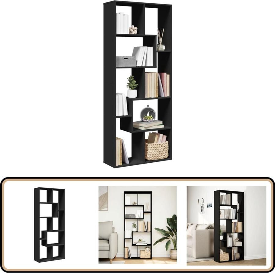 VidaXL Kamerscherm Boekenkast Zwart 8 Vakken Boekenkast Boekenkasten Boeken Plank Schappenkast
