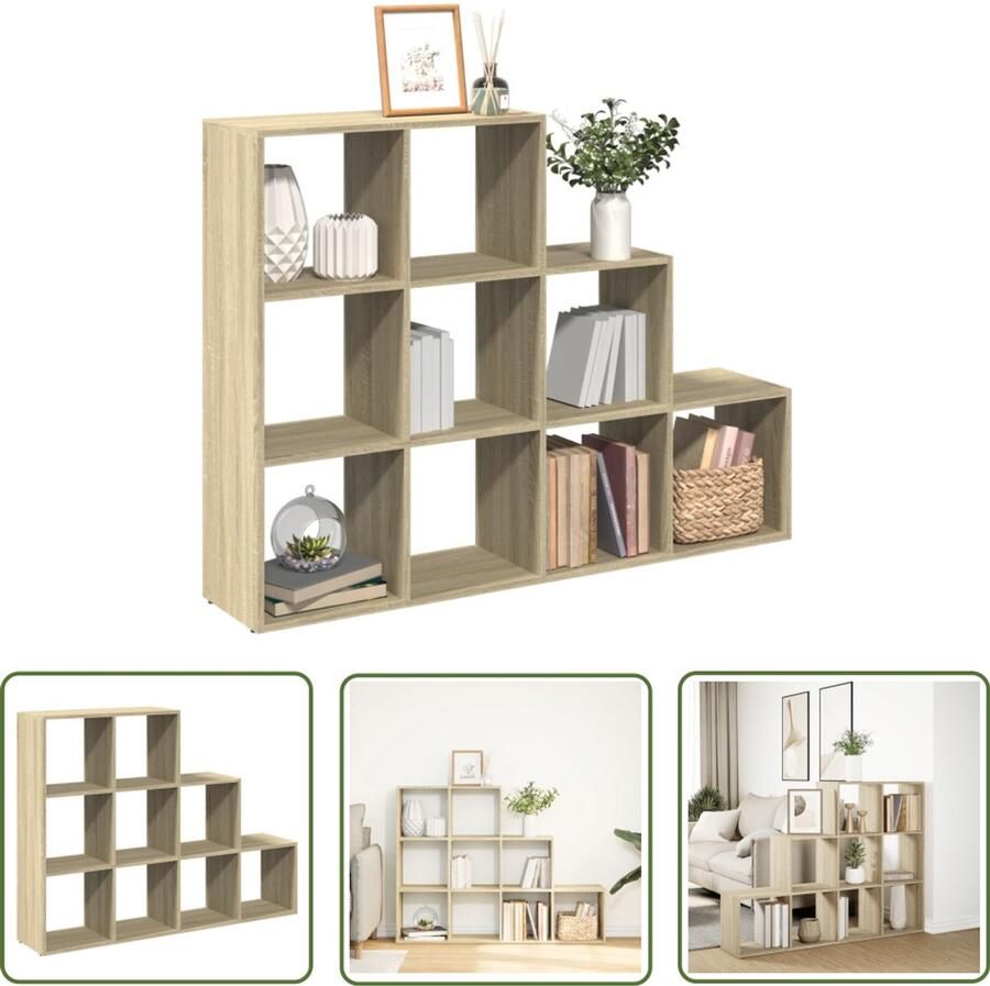 The Living Store Kamerscherm boekenkast 137 5x29x103 5 cm hout sonoma eiken Boekenkasten Kamerscherm Houten Kast Opbergvakken Designkast
